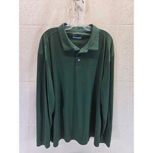PGA Tour Mens XXL Green Long Sleeve Polo Shirt Golf Athletic Performance 2454‎